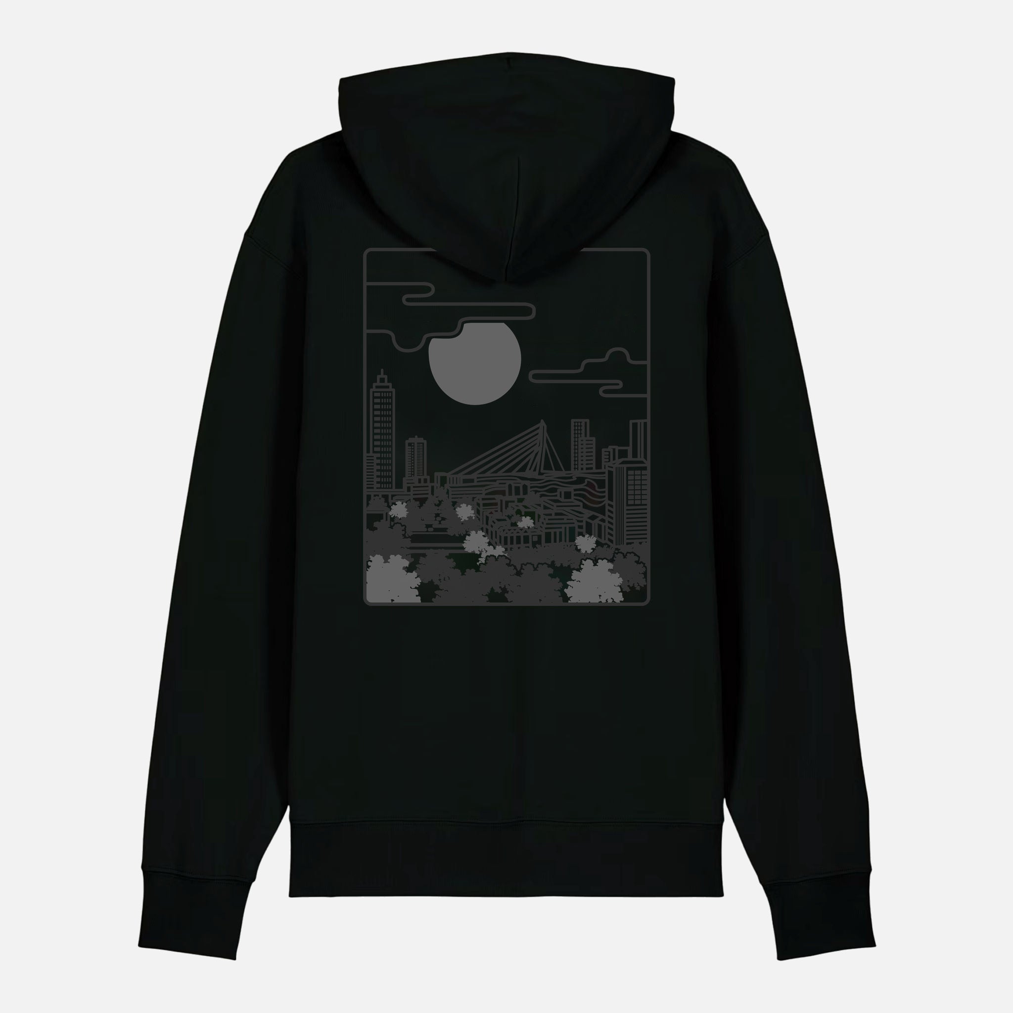 RDAM® | De Kuip Lineart op Zwart | Hoodie - achterkant