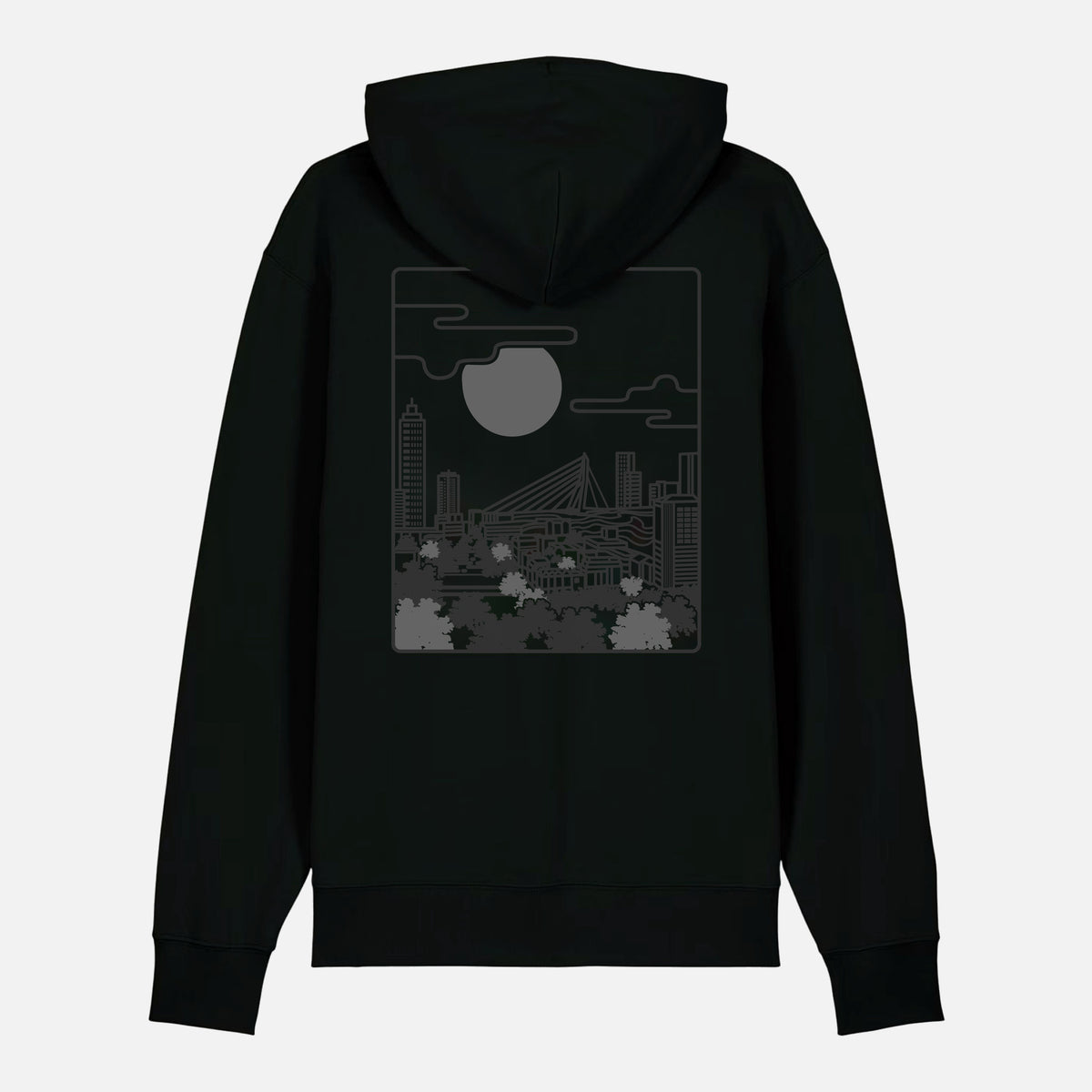 RDAM® | De Kuip Lineart op Zwart | Hoodie - achterkant