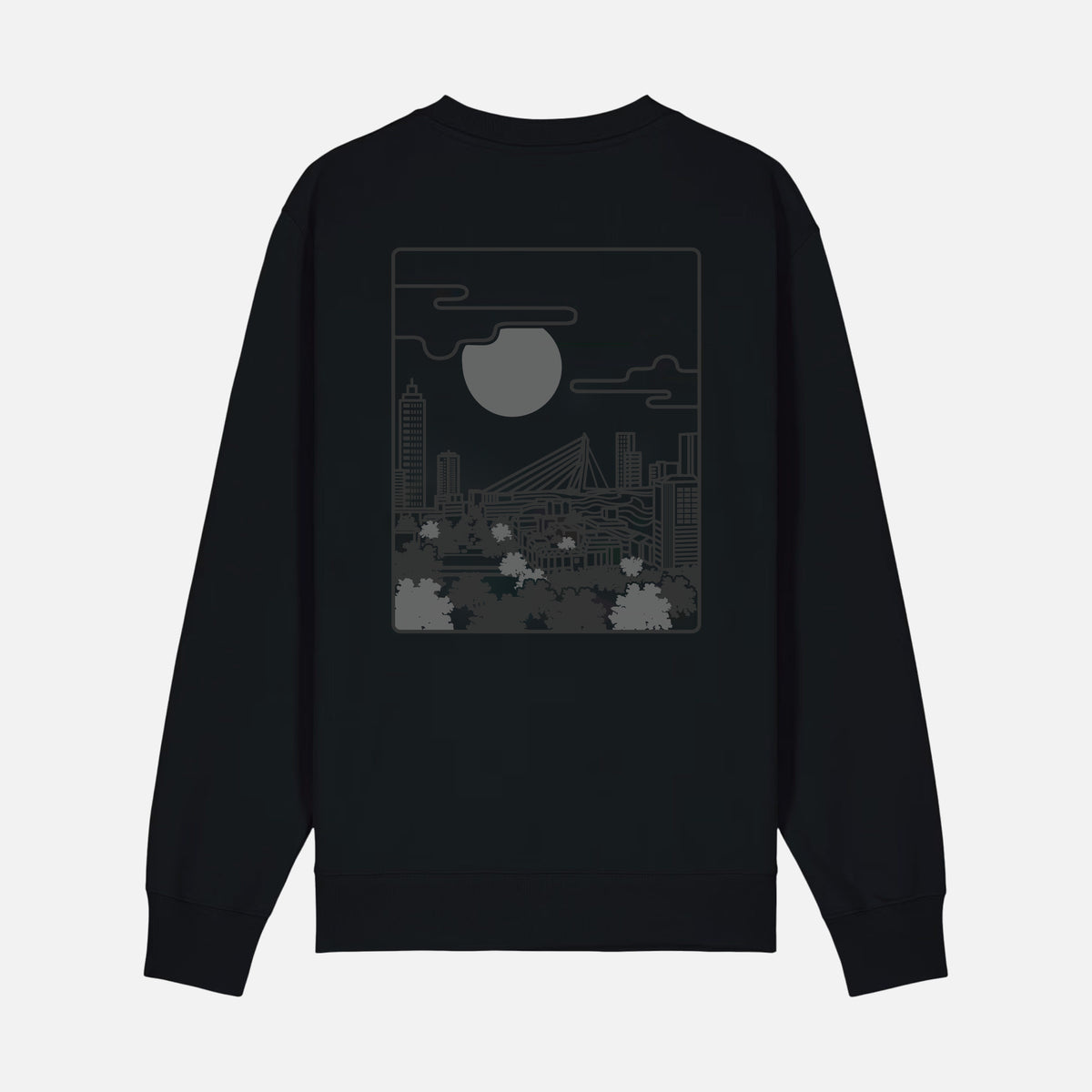 RDAM® | De Kuip Lineart op Zwart | Sweater - achterkant