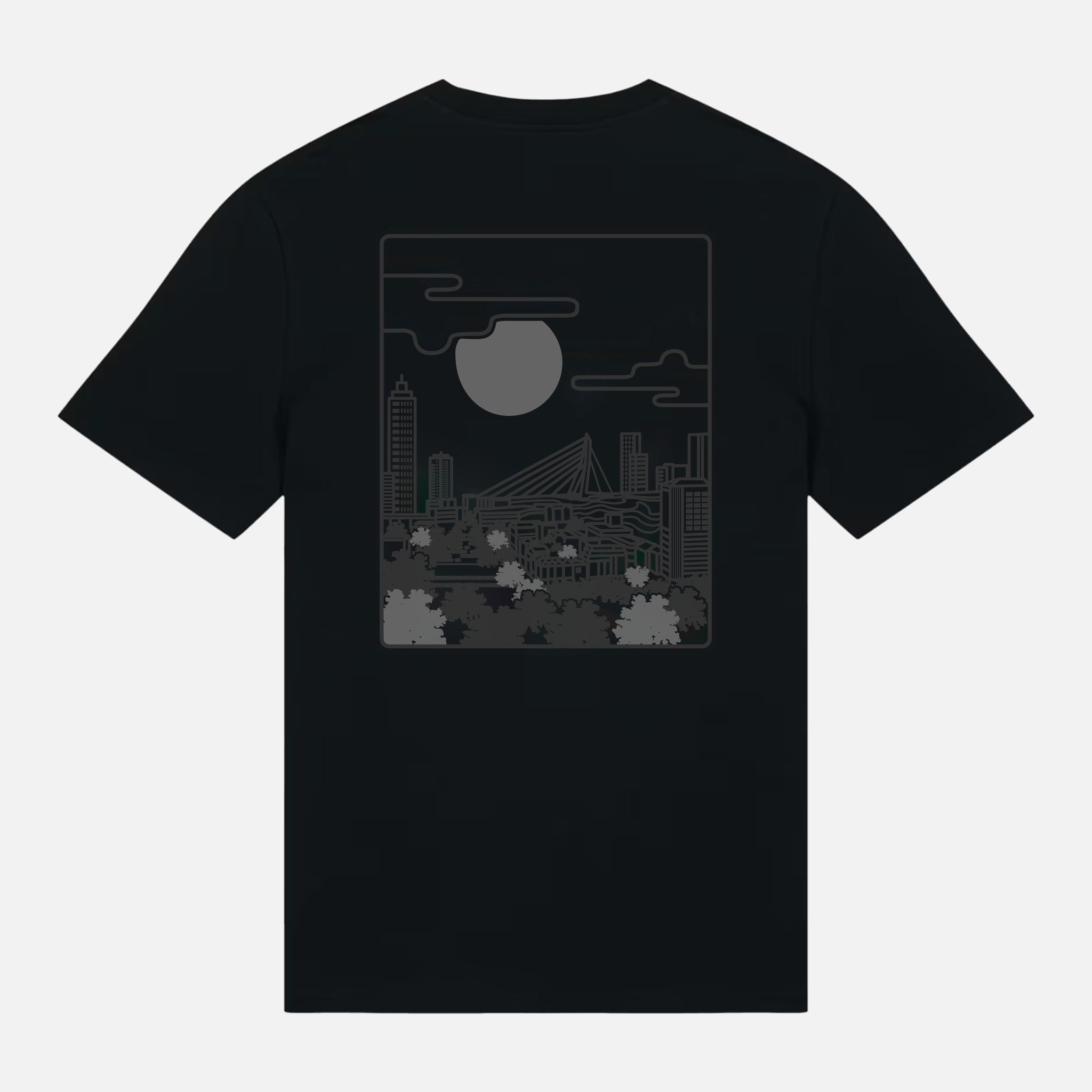 RDAM® | De Kuip Lineart op Zwart | T-Shirt - achterkant