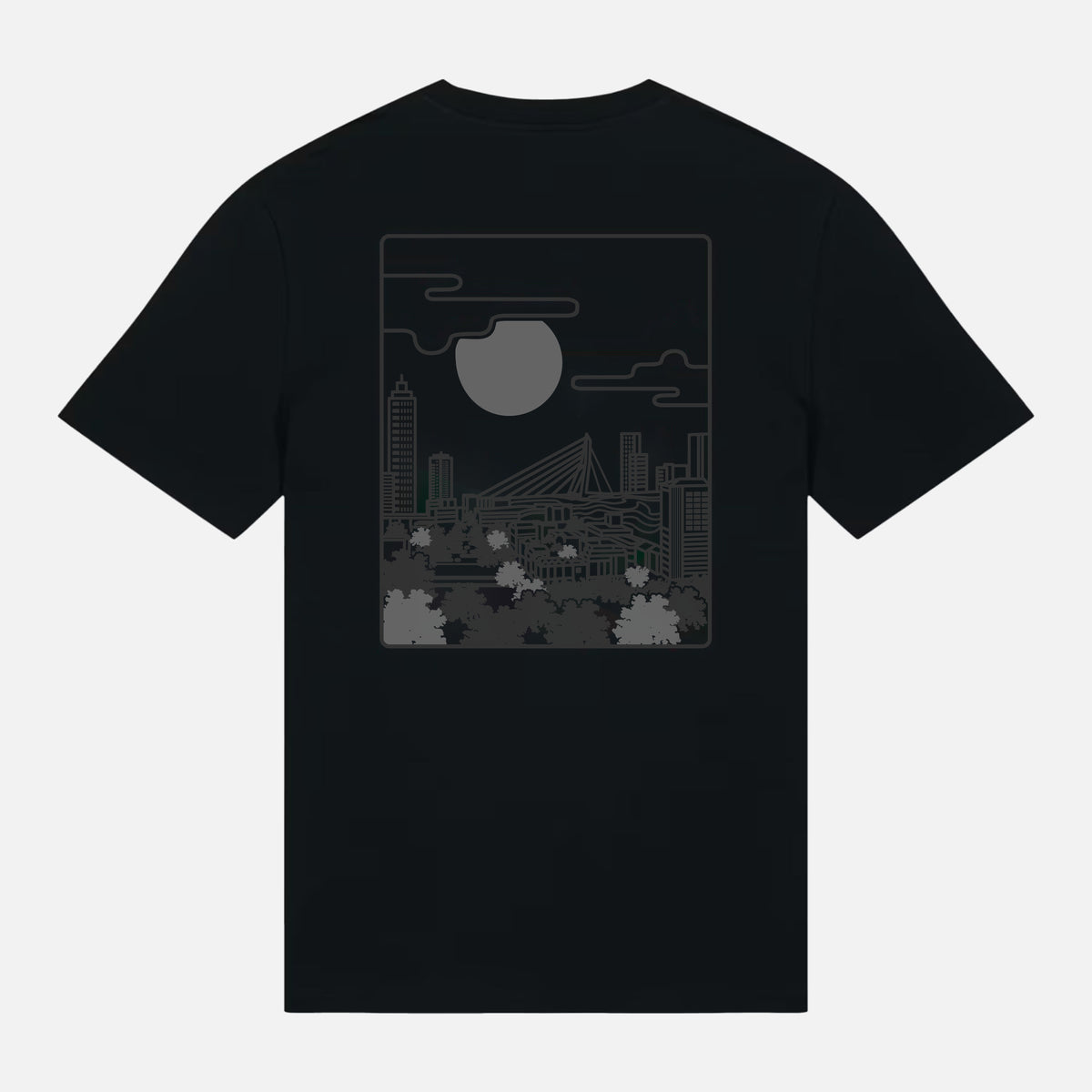 RDAM® | De Kuip Lineart op Zwart | T-Shirt - achterkant