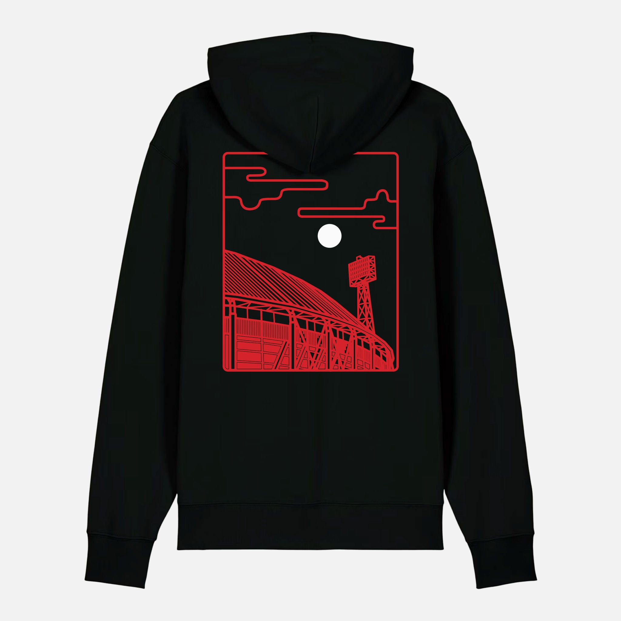 RDAM® | De Kuip Lampjes Lineart Rood-Wit | Hoodie - achterkant