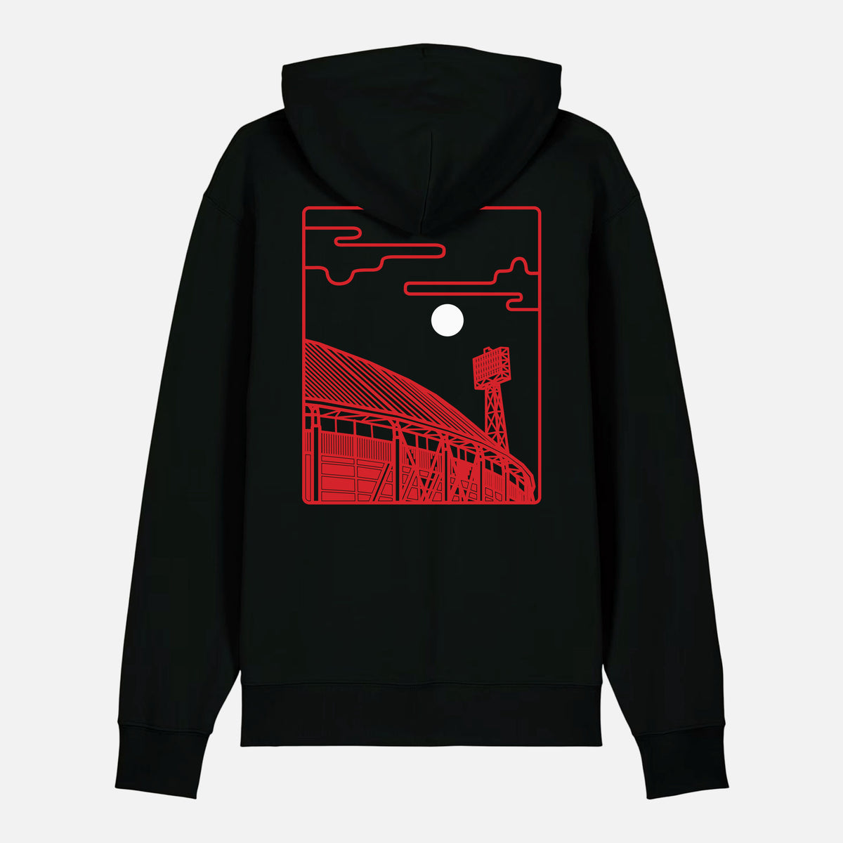 RDAM® | De Kuip Lampjes Lineart Rood-Wit | Hoodie - achterkant