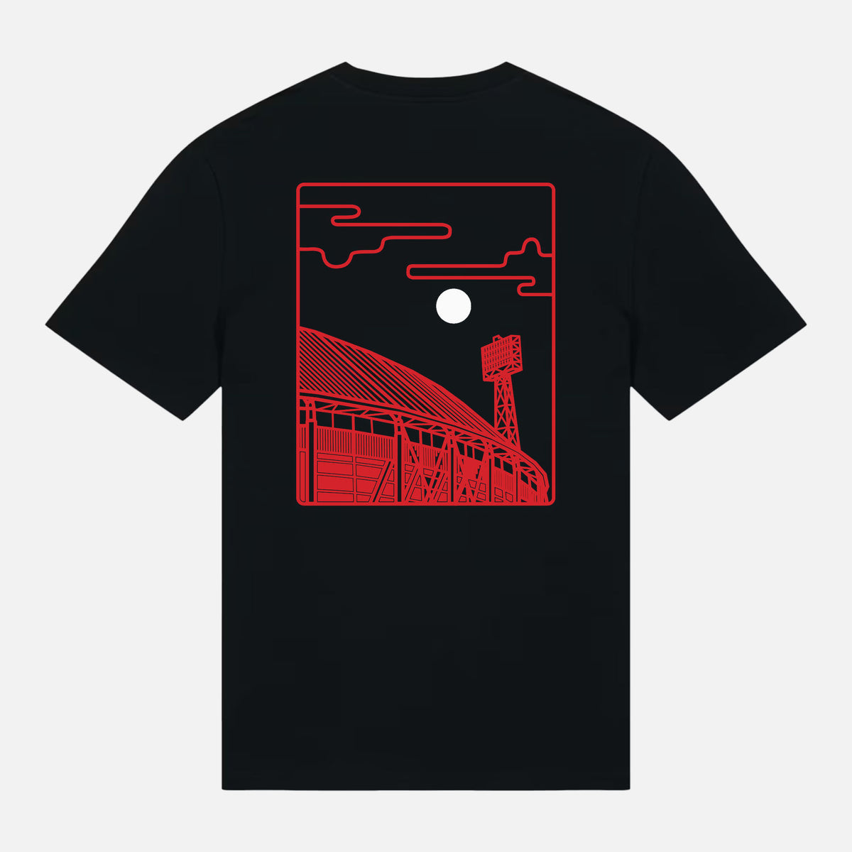 RDAM® | De Kuip Lampjes Lineart Rood-Wit | T-Shirt - achterkant
