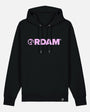 RDAM® Iconic Essential hoodie op zwart met Soft Pink opdruk